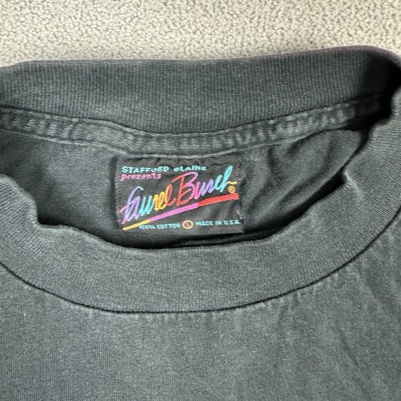 Vintage Laurel Burch Shirt Adult L Black Flower Felines Cat Art Made USA 90s Tee - Picture 8 of 12